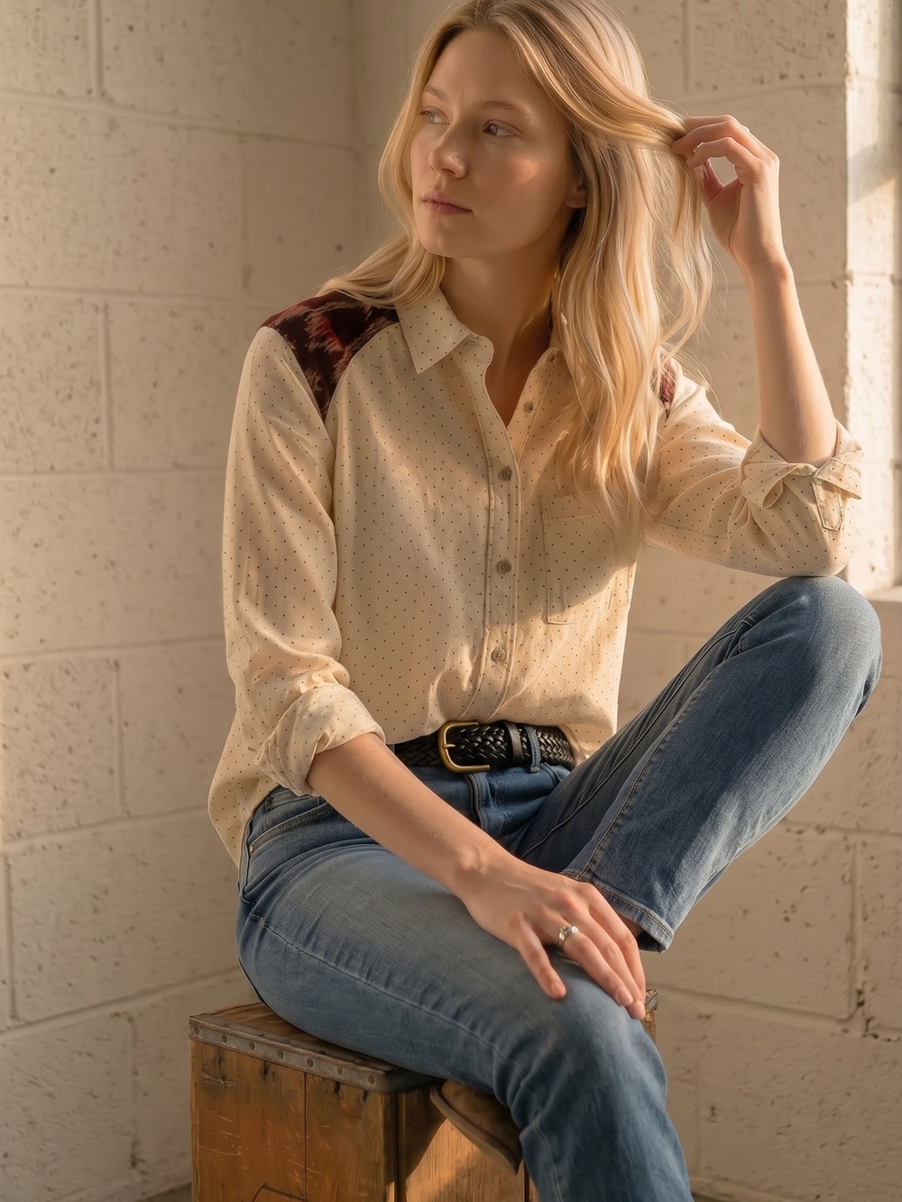 Free People Sage Button Down Shirt